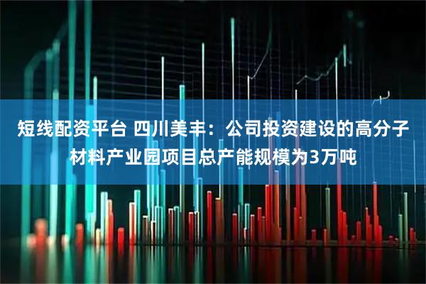 短线配资平台 四川美丰:公司投资建设的高分子材料产业园项目总产能规模为3万吨